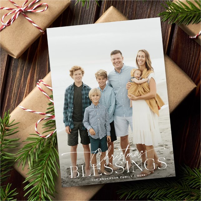Christmas Blessings Elegant Holiday Photo Card (Creator Uploaded)