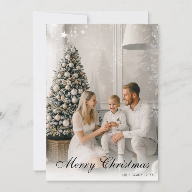 Christmas Blessings Elegant Holiday Photo Card (Front)