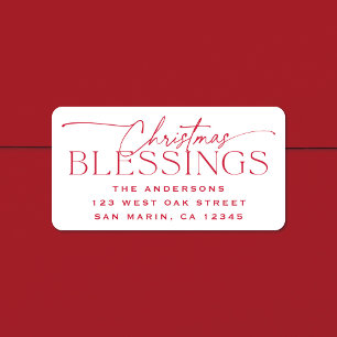Christmas Blessings Elegant Holiday Return Address Label