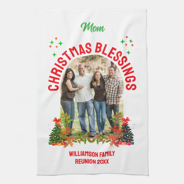 CHRISTMAS BLESSINGS Family Reunion Souvenir Tea Towel (Vertical)