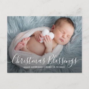 CHRISTMAS BLESSINGS holiday birth announcement  Postcard