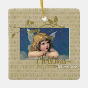 Christmas Blessings Little Angel Ceramic Ornament