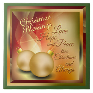 Christmas Blessings, Love Hope Peace Tile