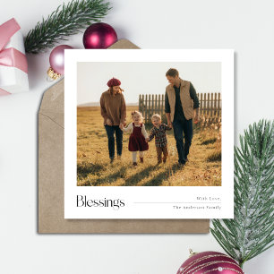 Christmas Blessings Minimalist Family Photo Holiday Card