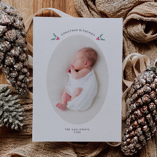 Christmas Blessings Mistletoe Birth Announcement