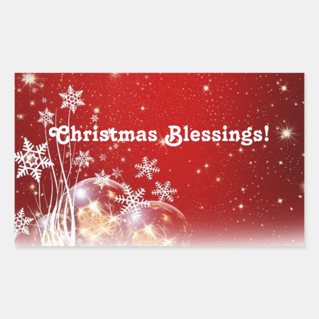 Christmas Blessings Rectangular Sticker (Front)