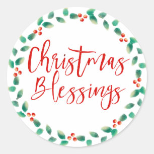 Christmas Blessings Red and Green Envelope Seals