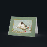 Christmas Blessings SnowBirds Vintage Reproduction Holiday Card<br><div class="desc">Holiday greeting card with a painting of a two vintage birds sitting in the snowfall on a holly branch wishing Christmas Blessings to all.</div>