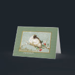 Christmas Blessings SnowBirds Vintage Reproduction Holiday Card<br><div class="desc">Holiday greeting card with a painting of a two vintage birds sitting in the snowfall on a holly branch wishing Christmas Blessings to all.</div>