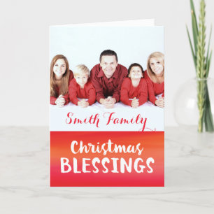 Christmas Blessings Watercolor-Look Customisable P Holiday Card