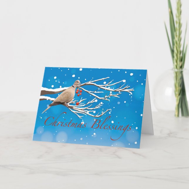 Christmas Blessings with Dove and Bible Verse Holiday Card (Front)