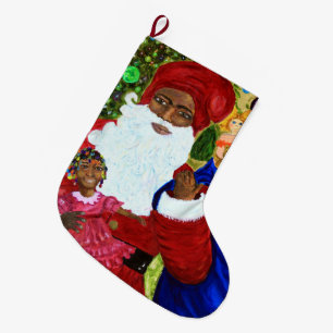 Christmas Bling - Black Santa Claus Stocking Gifts