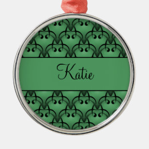 Christmas Bliss Premium Round Ornament, Green Metal Ornament