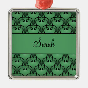 Christmas Bliss Premium Square Ornament, Green Metal Tree Decoration