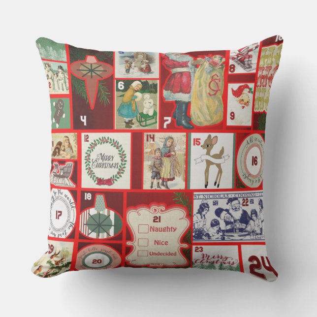 Christmas Block Advent Illustration Square Art Cushion (Front)