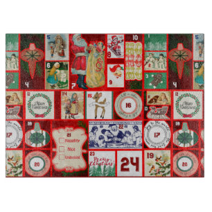 Christmas Block Advent Illustration Square Art Cutting Board
