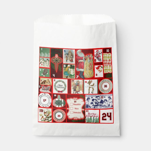 Christmas Block Advent Illustration Square Art Favour Bag (Front)