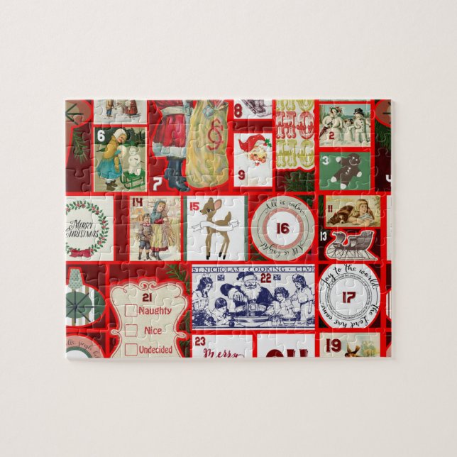 Christmas Block Advent Illustration Square Art Jigsaw Puzzle (Horizontal)