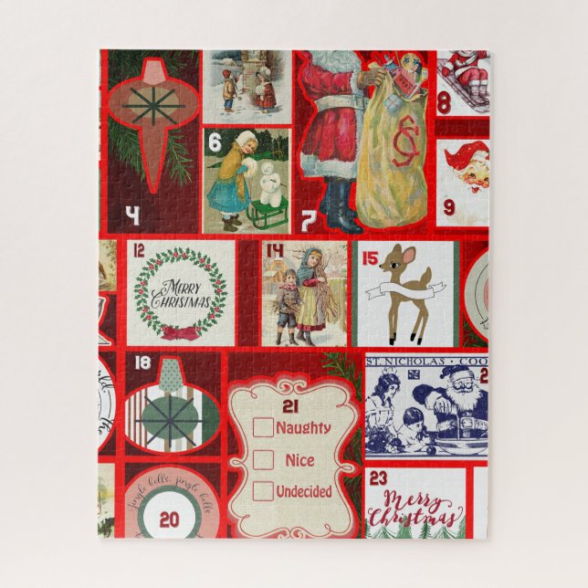 Christmas Block Advent Illustration Square Art Jigsaw Puzzle (Vertical)