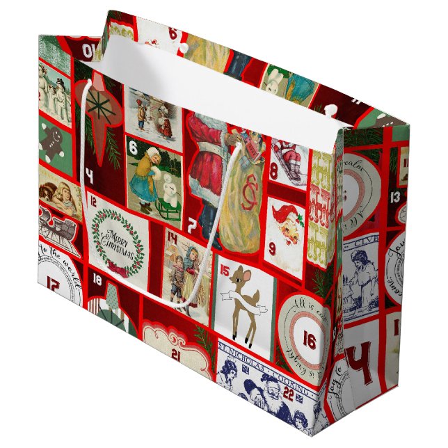 Christmas Block Advent Illustration Square Art Large Gift Bag (Front Angled)