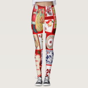 Christmas Block Advent Illustration Square Art Leggings