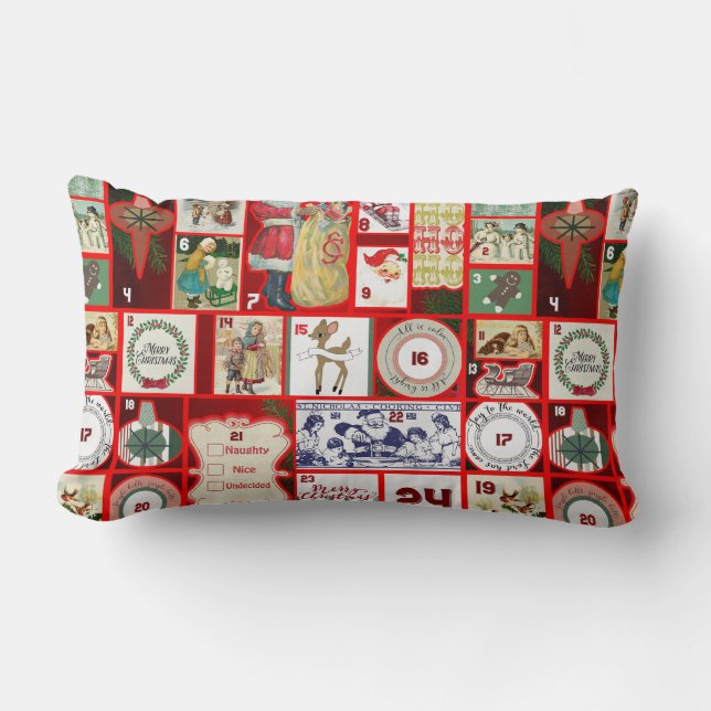 Christmas Block Advent Illustration Square Art Lumbar Cushion (Front)