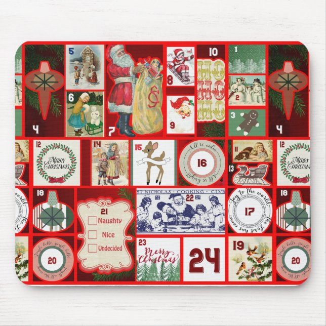 Christmas Block Advent Illustration Square Art Mouse Pad (Front)