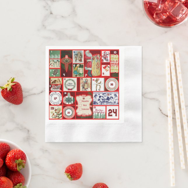 Christmas Block Advent Illustration Square Art Napkin (Insitu)