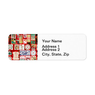 Christmas Block Advent Illustration Square Art Return Address Label