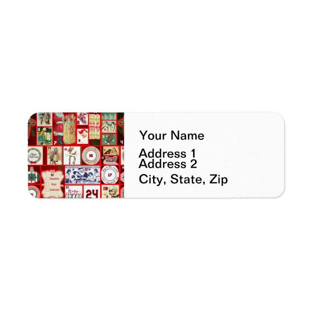 Christmas Block Advent Illustration Square Art Return Address Label (Front)