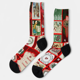 Christmas Block Advent Illustration Square Art Socks