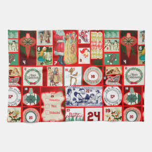 Christmas Block Advent Illustration Square Art Tea Towel