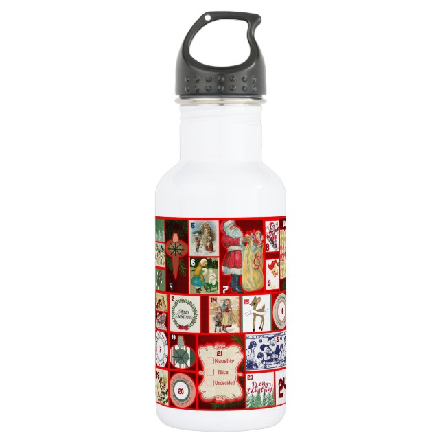 Christmas Block Illustration Squares 532 Ml Water Bottle (Front)