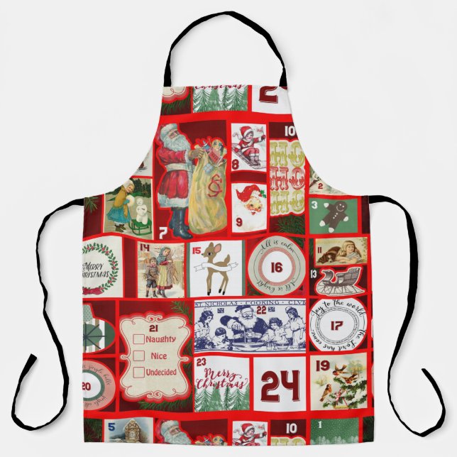Christmas Block Illustration Squares Apron (Front)
