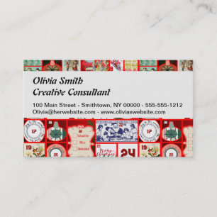 Christmas Block Illustration Squares Business Card