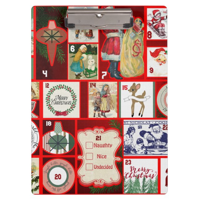 Christmas Block Illustration Squares Clipboard (Front)