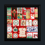 Christmas Block Illustration Squares Gift Box<br><div class="desc">Vintage Christmas

These great vintage illustrations are red and green and Christmasy! This illustration is based on an old fashioned Christmas advent calendar to celebrate the season of Christmas.</div>