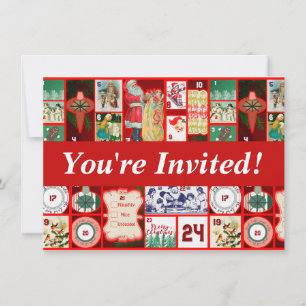 Christmas Block Illustration Squares Invitation