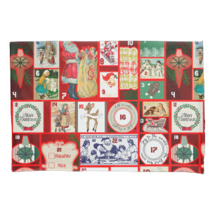 Christmas Block Illustration Squares Pillowcase