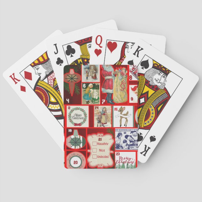 Christmas Block Illustration Squares Playing Cards (Back)