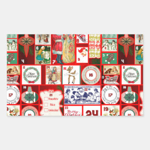 Christmas Block Illustration Squares Rectangular Sticker