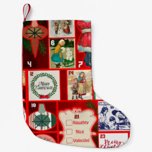 Christmas Block Illustration Squares Small Christmas Stocking