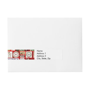 Christmas Block Illustration Squares Wraparound Address Label