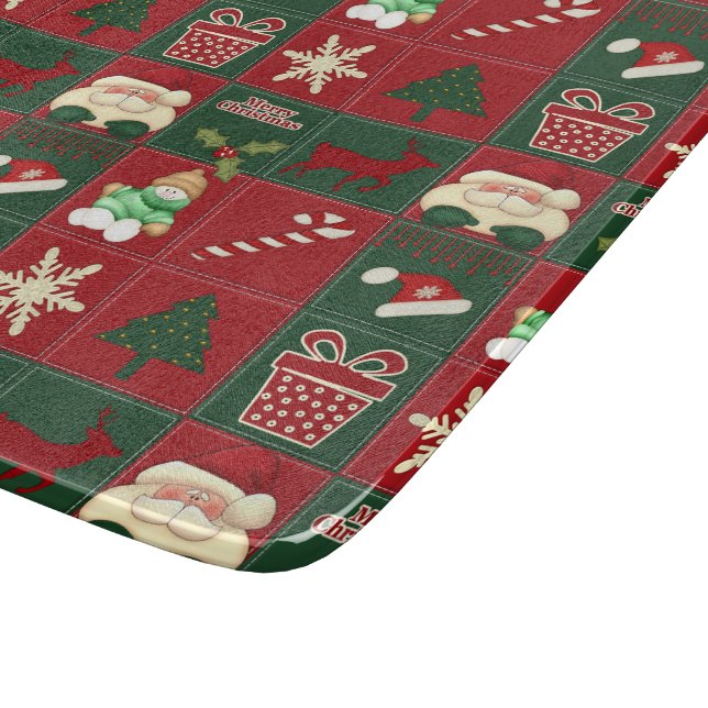Christmas Blocks-6x7 GLASS CUTTING BOARD (Corner)