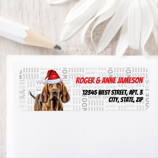 Christmas Bloodhound Dog Lover Holiday Address Return Address Label (Insitu)
