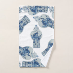 Christmas Blue and White Ginger Jar Hand Towel