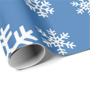 Christmas  Blue and White Snowflake Wrapping Paper
