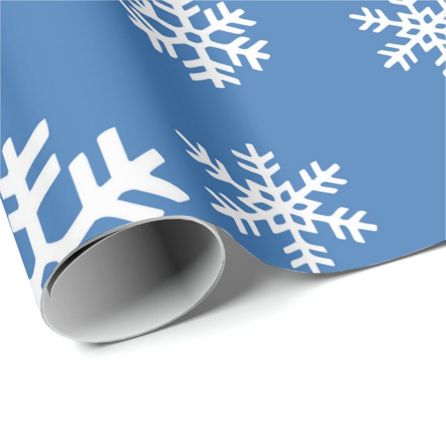 Christmas  Blue and White Snowflake Wrapping Paper (Roll Corner)