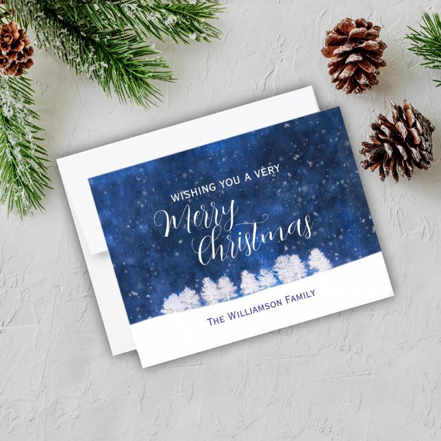 Christmas Blue And White Winter Snow Scene  Postcard (Creator Uploaded)