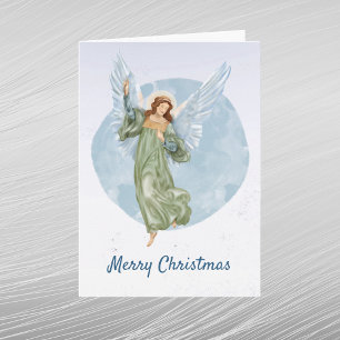 Christmas Blue Angel Watercolor Holiday Card